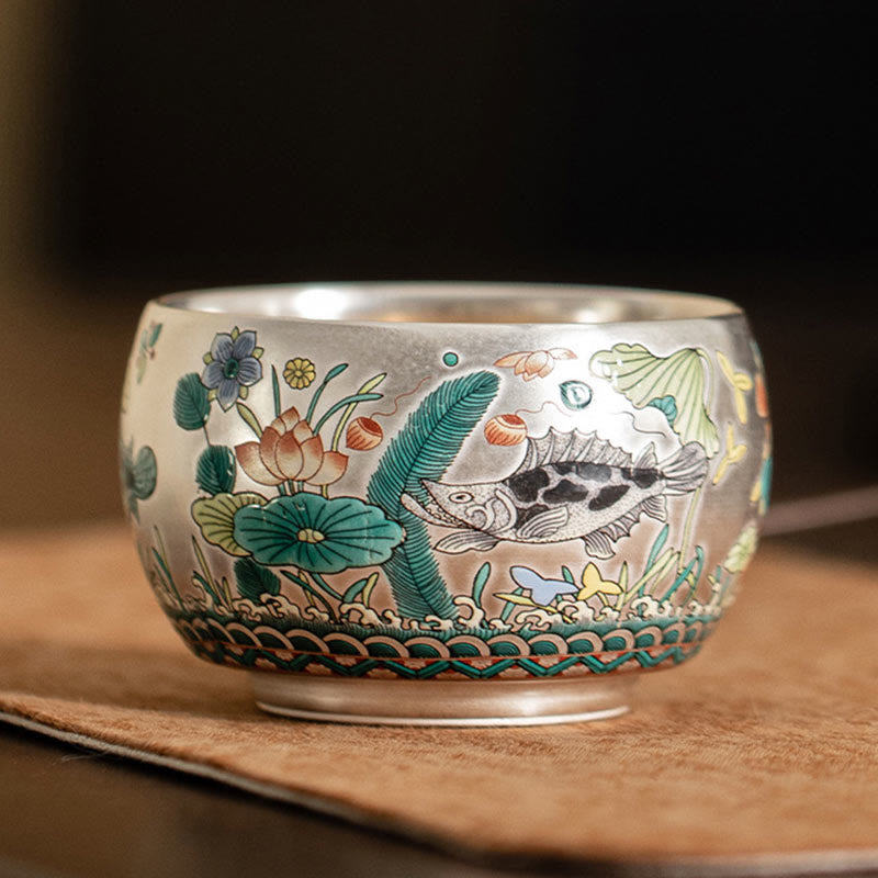 Buddha Stones, Fisch, Lotus, Seetang, Tal, Berge, Kiefer, Drachen-Teetasse, Kung-Fu-Teetasse mit Geschenkbox