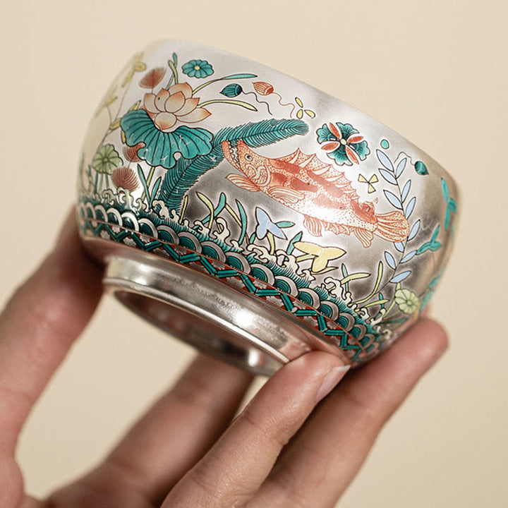 Buddha Stones, Fisch, Lotus, Seetang, Tal, Berge, Kiefer, Drachen-Teetasse, Kung-Fu-Teetasse mit Geschenkbox