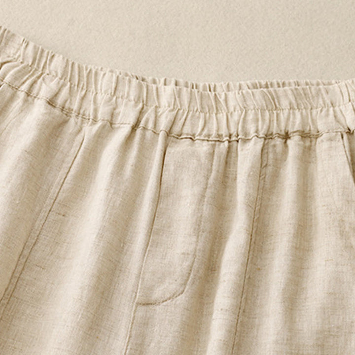 Buddha Stones Sommer-Haremshose aus Baumwolle und Leinen mit seitlichen Knöpfen und Taschen - image 6