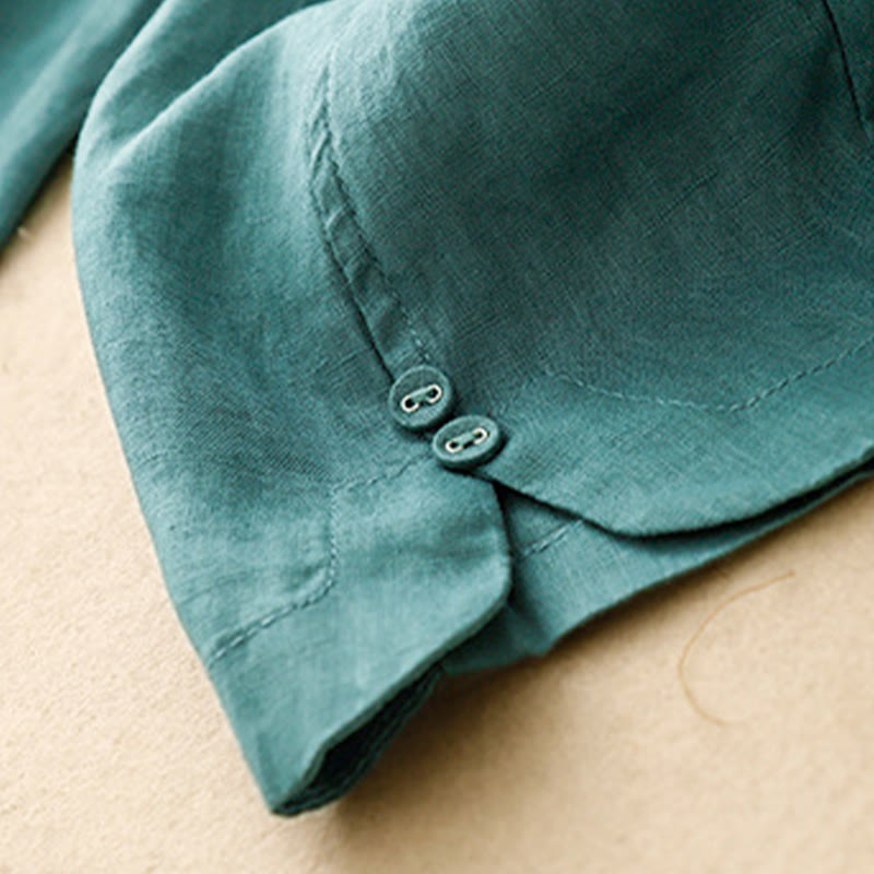 Buddha Stones Sommer-Haremshose aus Baumwolle und Leinen mit seitlichen Knöpfen und Taschen - image 18