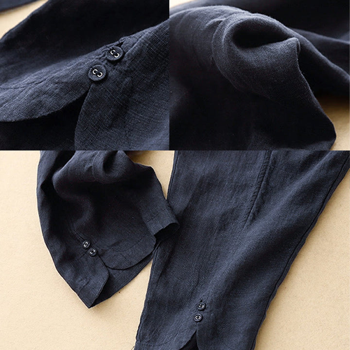 Buddha Stones Sommer-Haremshose aus Baumwolle und Leinen mit seitlichen Knöpfen und Taschen - image 22