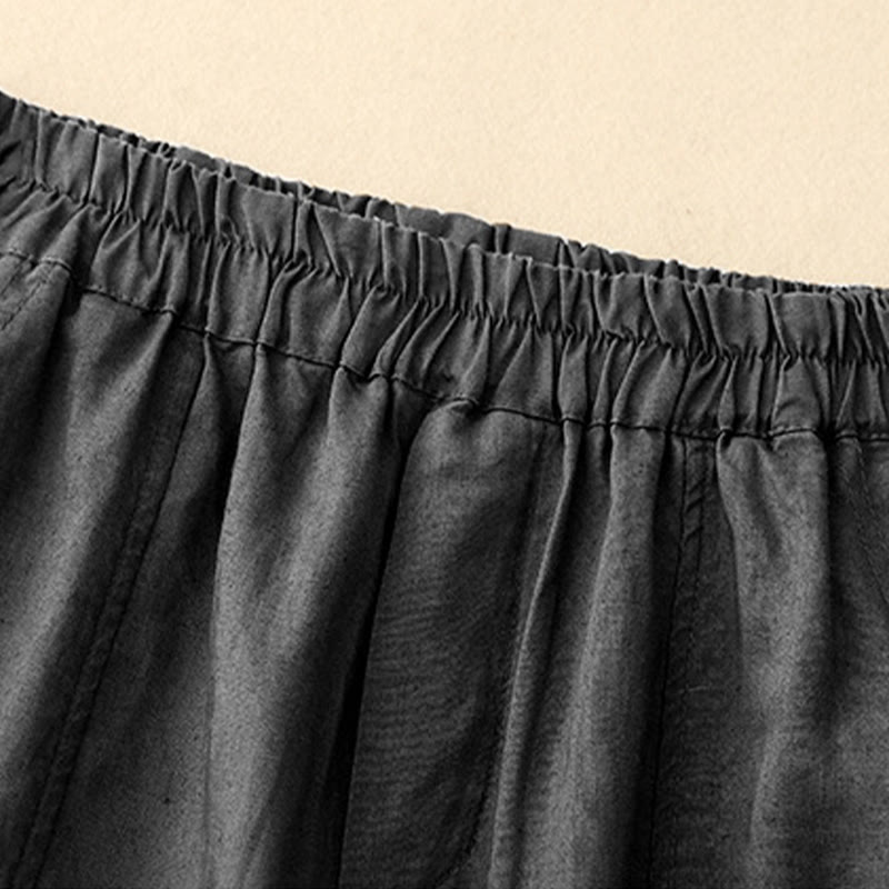 Buddha Stones Sommer-Haremshose aus Baumwolle und Leinen mit seitlichen Knöpfen und Taschen - image 13