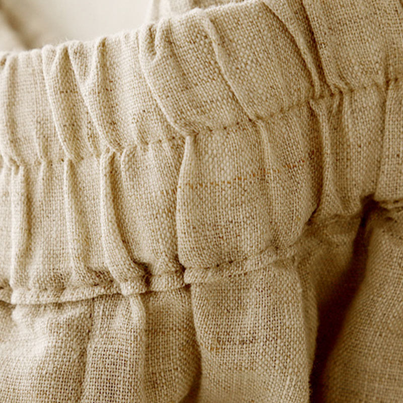 Buddha Stones Sommer-Haremshose aus Baumwolle und Leinen mit seitlichen Knöpfen und Taschen - image 2