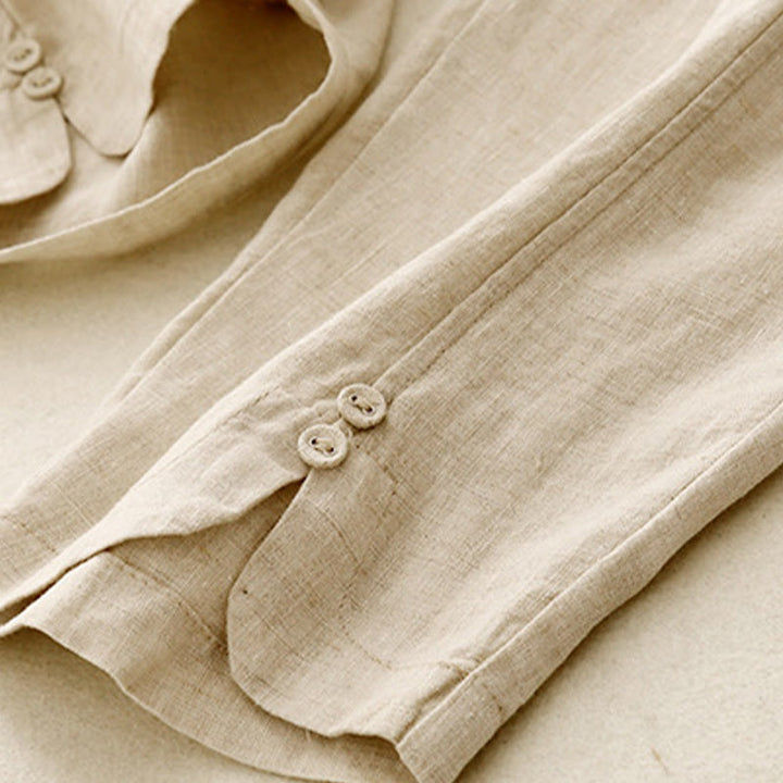 Buddha Stones Sommer-Haremshose aus Baumwolle und Leinen mit seitlichen Knöpfen und Taschen - image 8