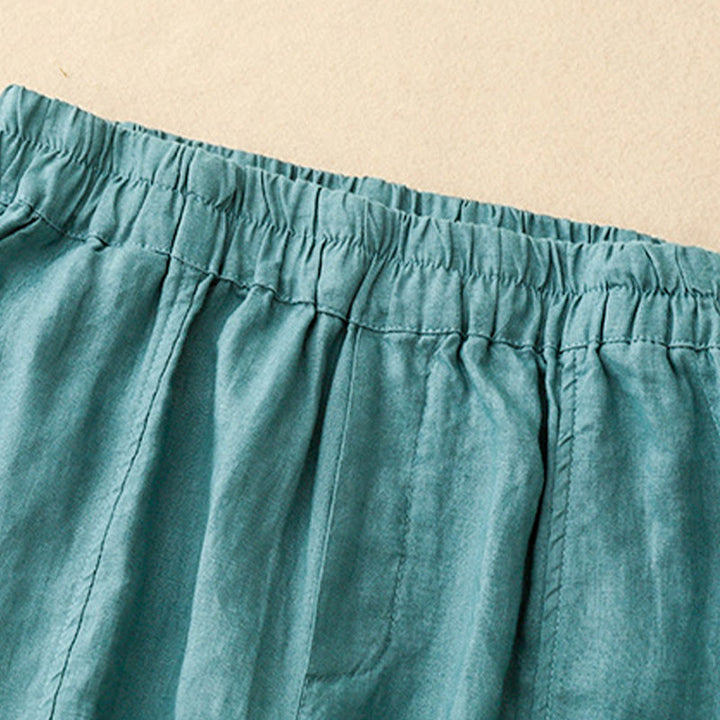 Buddha Stones Sommer-Haremshose aus Baumwolle und Leinen mit seitlichen Knöpfen und Taschen - image 16