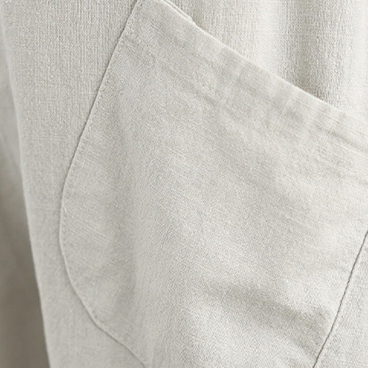 Buddha Stones Frühling 7-8 Länge Volltonfarbe Damen Baumwolle Leinen Haremshose mit Taschen - image 8