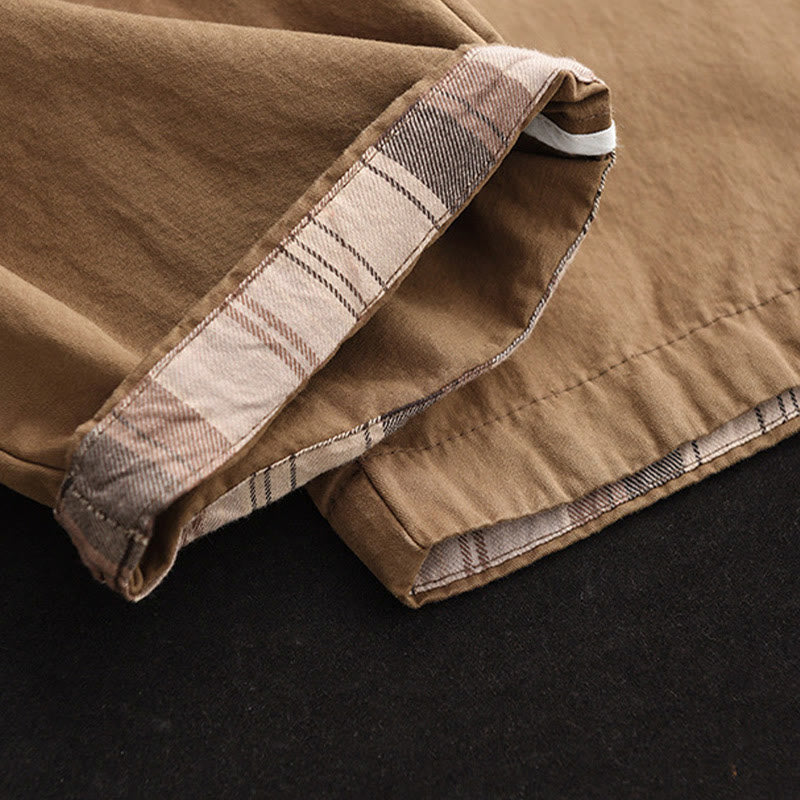 Buddha Stones Lässige, schlichte Haremshose aus Baumwolle für Damen mit gepatchtem Bündchendesign und Taschen - image 5