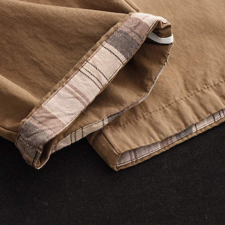 Buddha Stones Lässige, schlichte Haremshose aus Baumwolle für Damen mit gepatchtem Bündchendesign und Taschen - image 5