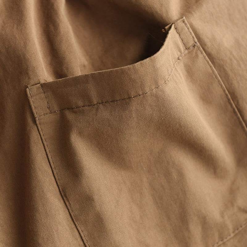 Buddha Stones Lässige, schlichte Haremshose aus Baumwolle für Damen mit gepatchtem Bündchendesign und Taschen - image 4