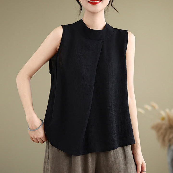 Buddha Stones Casual Plain Back Bottom Design Stand Collar Damen Ärmellose Weste - image 22