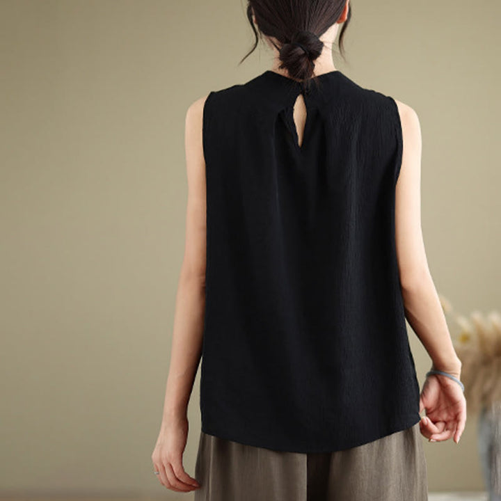 Buddha Stones Casual Plain Back Bottom Design Stand Collar Damen Ärmellose Weste - image 23