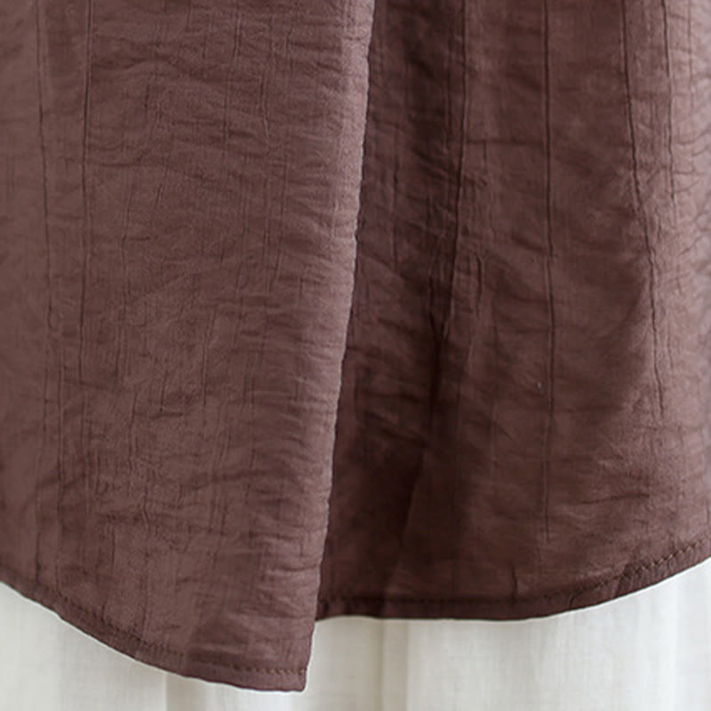 Buddha Stones Lässige, schlichte Weste mit Stehkragen aus Baumwolle und Leinen für Damen - image 10