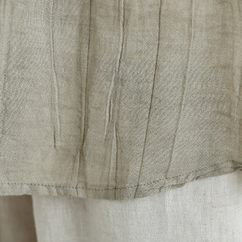 Buddha Stones Sommerfalten Einfaches Design Rundhalsausschnitt Baumwolle Leinen Damen Ärmellose Weste - image 9