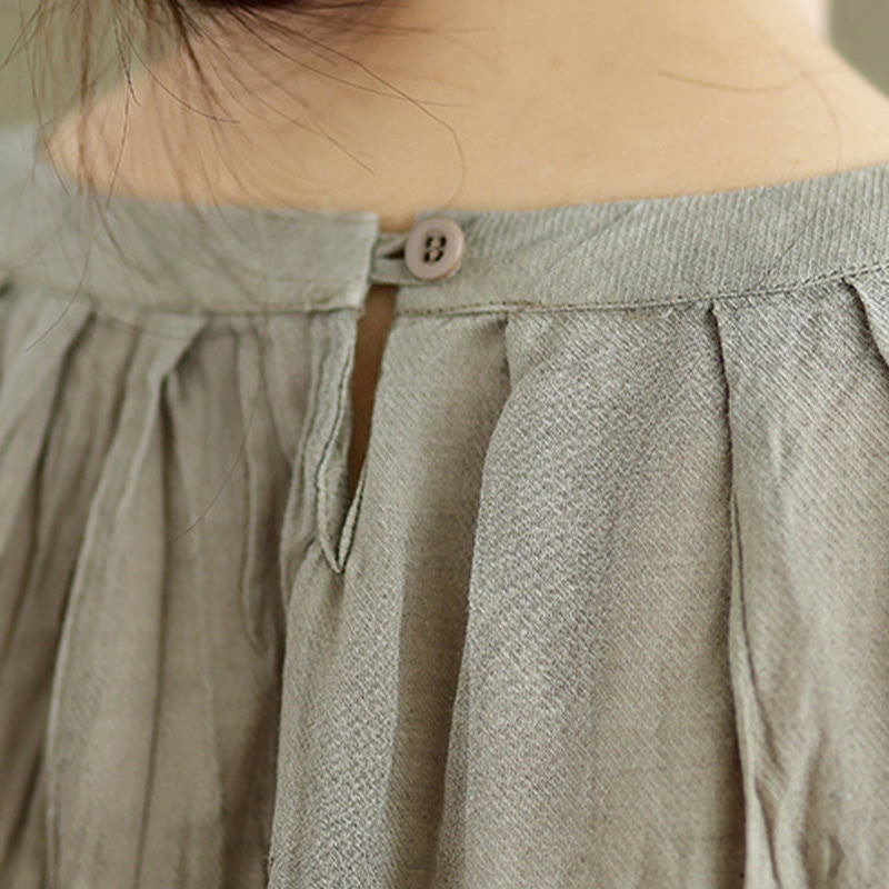 Buddha Stones Sommerfalten Einfaches Design Rundhalsausschnitt Baumwolle Leinen Damen Ärmellose Weste - image 6