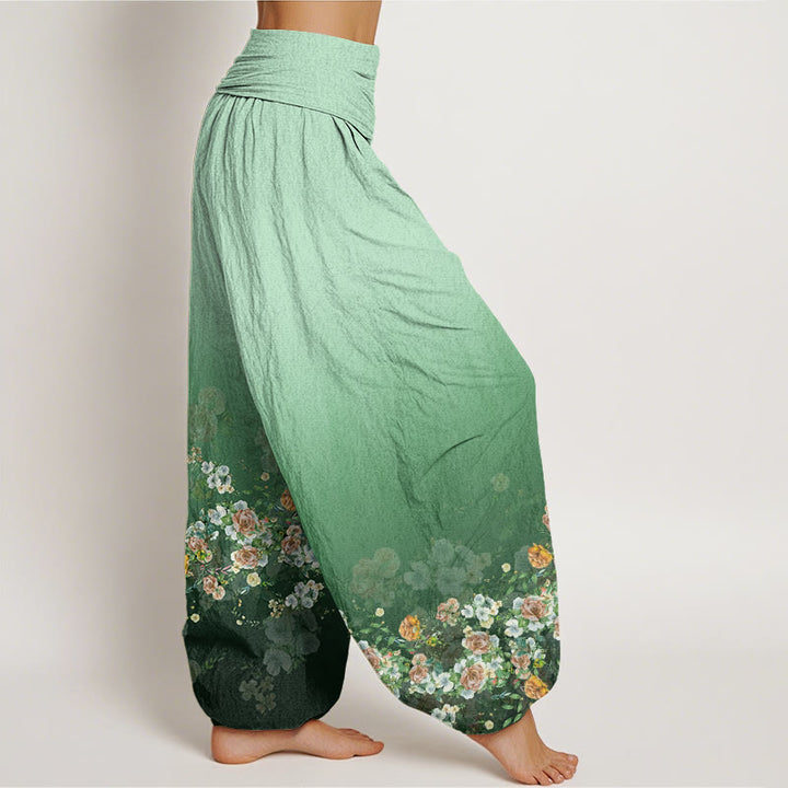 Buddha Stones Bunte Rosenblüten Design Damen Haremshose mit elastischer Taille - image 3