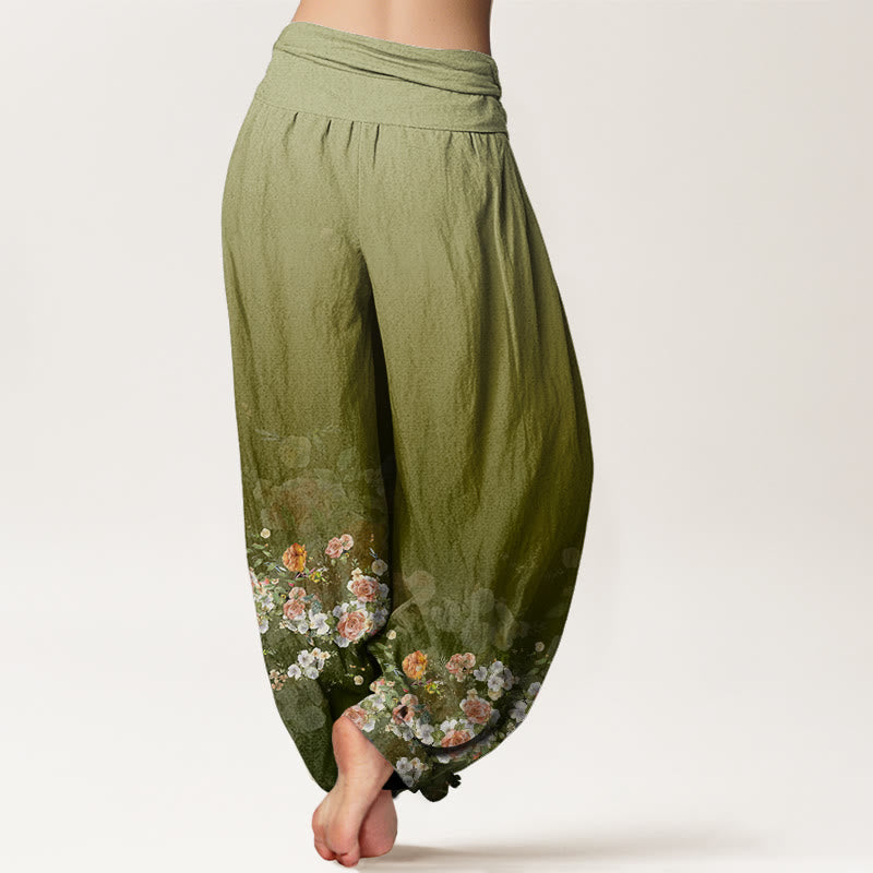 Buddha Stones Bunte Rosenblüten Design Damen Haremshose mit elastischer Taille - image 6
