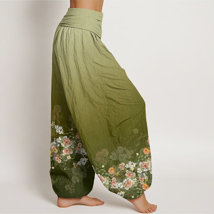 Buddha Stones Bunte Rosenblüten Design Damen Haremshose mit elastischer Taille - image 7
