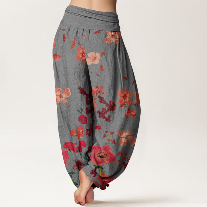 Buddha Stones Rote Blumen Common Poppy Design Damen Haremshose mit elastischer Taille - image 6