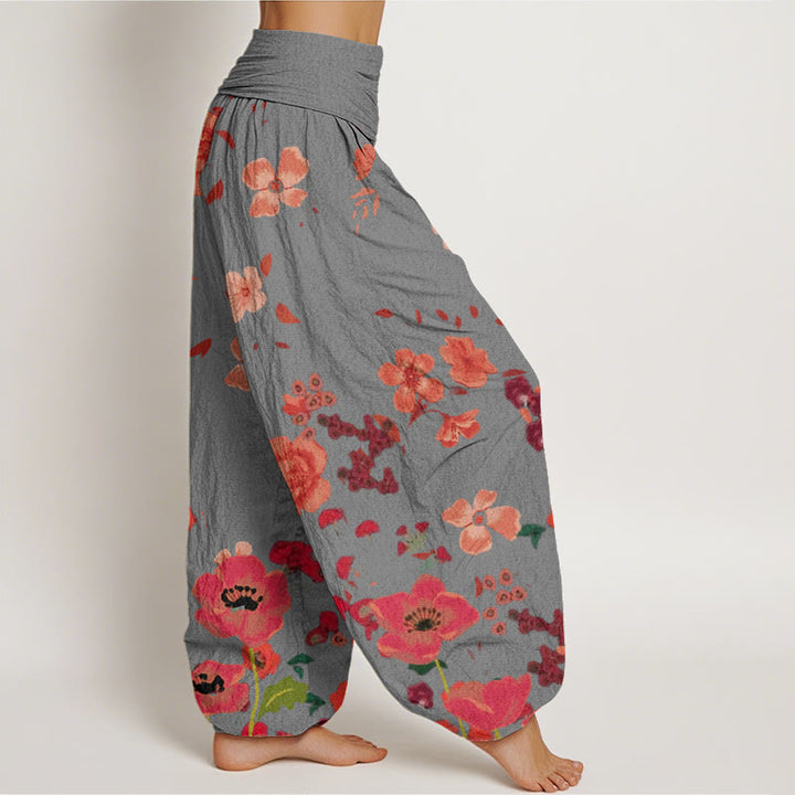 Buddha Stones Rote Blumen Common Poppy Design Damen Haremshose mit elastischer Taille - image 7