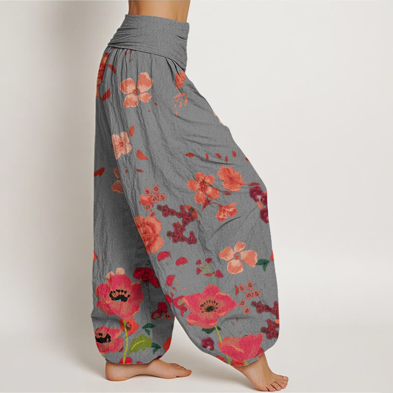 Buddha Stones Rote Blumen Common Poppy Design Damen Haremshose mit elastischer Taille - image 6
