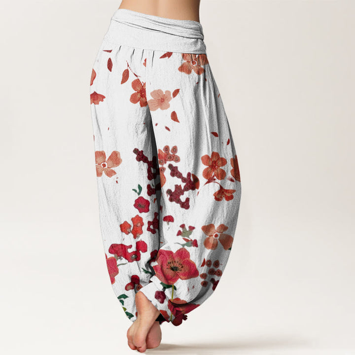 Buddha Stones Rote Blumen Common Poppy Design Damen Haremshose mit elastischer Taille - image 9