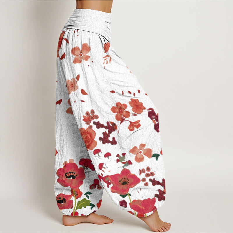 Buddha Stones Rote Blumen Common Poppy Design Damen Haremshose mit elastischer Taille - image 10