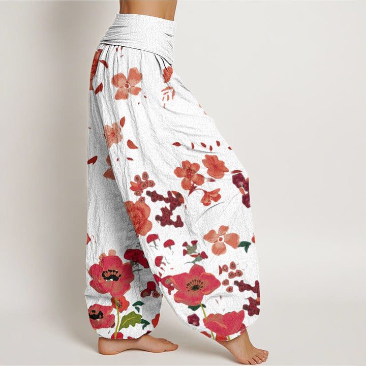 Buddha Stones Rote Blumen Common Poppy Design Damen Haremshose mit elastischer Taille - image 10