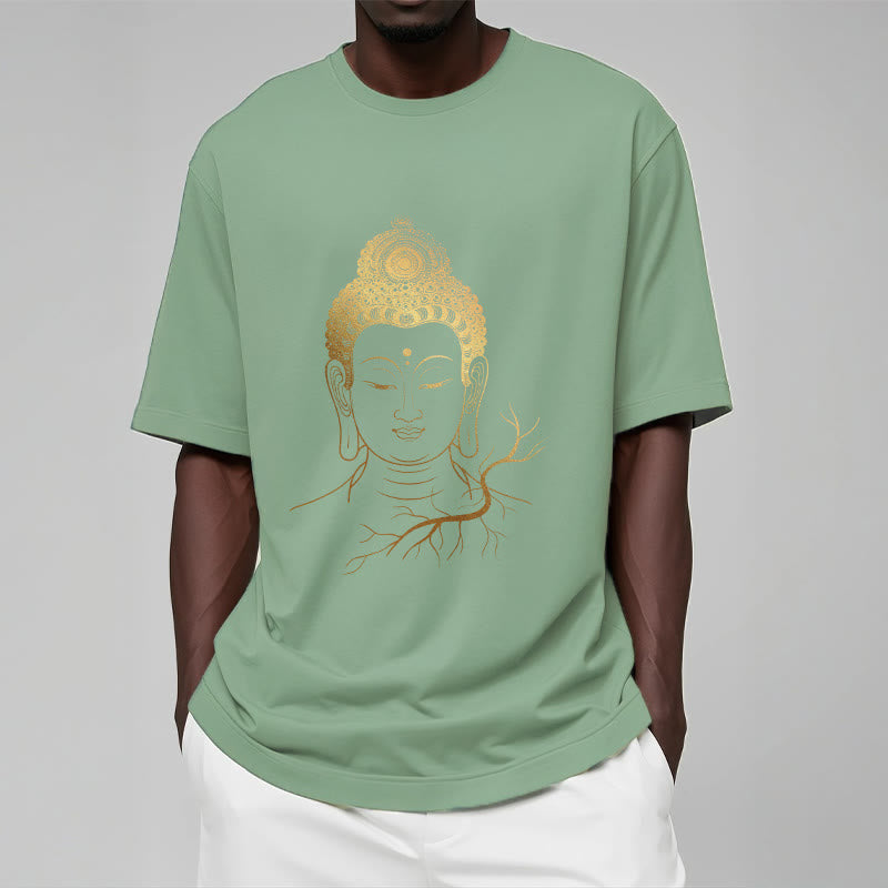 Buddha Stones ​​Goldene Meditation Buddha Kopf T-shirt - image 15