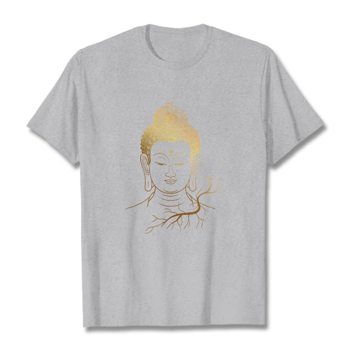 Buddha Stones ​​Goldene Meditation Buddha Kopf T-shirt - Hellgrau - 2XL - image 19