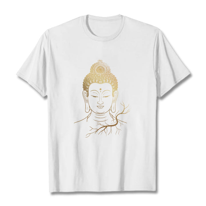 Buddha Stones ​​Goldene Meditation Buddha Kopf T-shirt - Weiß - 2XL - image 5