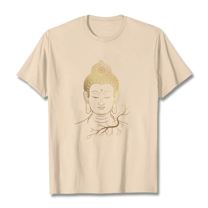Buddha Stones ​​Goldene Meditation Buddha Kopf T-shirt - Biskuit - 2XL - image 8