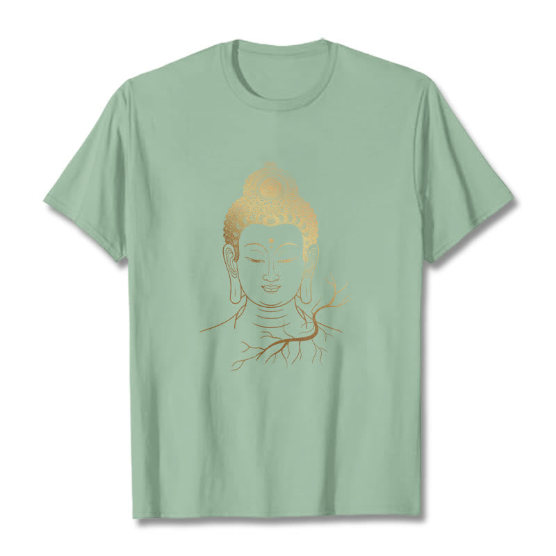 Buddha Stones ​​Goldene Meditation Buddha Kopf T-shirt - Hellgrün - 2XL - image 14