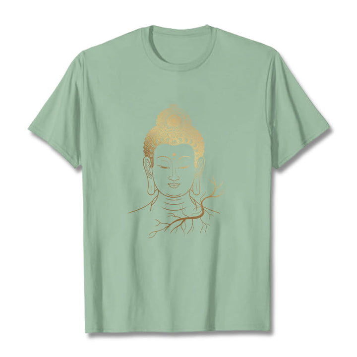 Buddha Stones ​​Goldene Meditation Buddha Kopf T-shirt - Hellgrün - 2XL - image 14