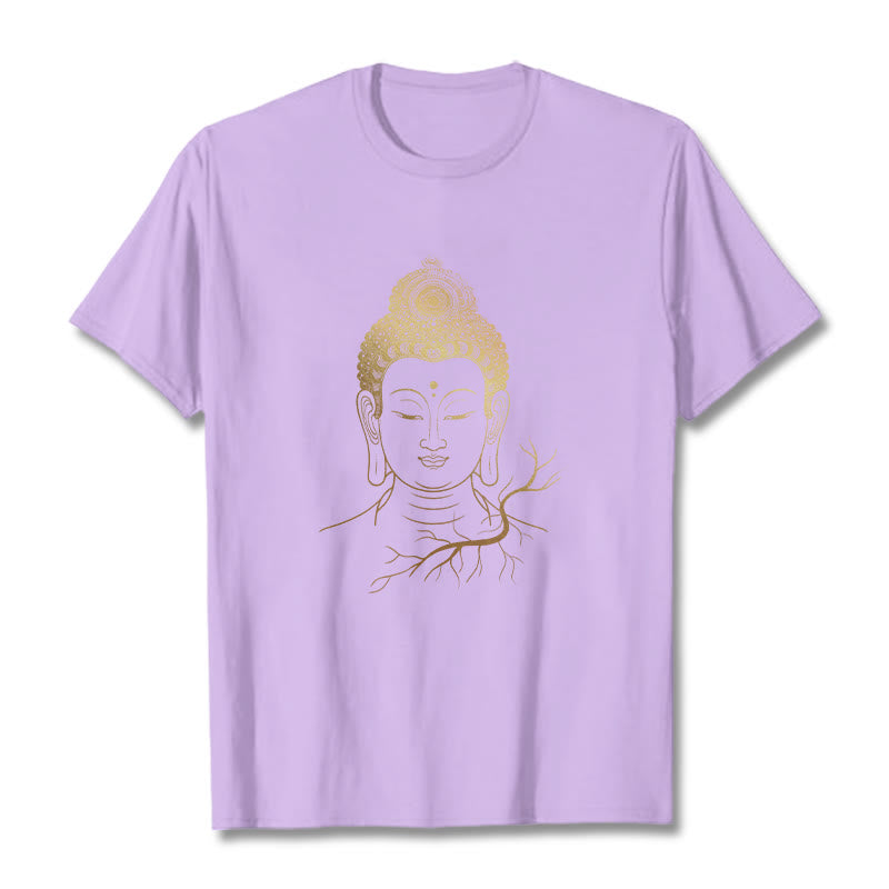 Buddha Stones ​​Goldene Meditation Buddha Kopf T-shirt - Pflaume - 2XL - image 16