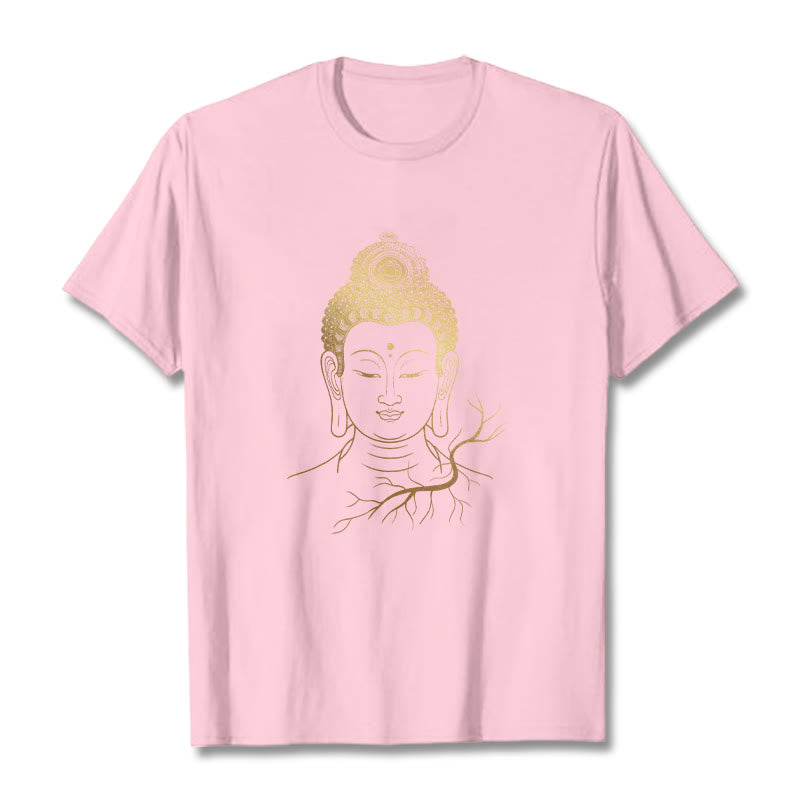 Buddha Stones ​​Goldene Meditation Buddha Kopf T-shirt - Hellrosa - 2XL - image 12