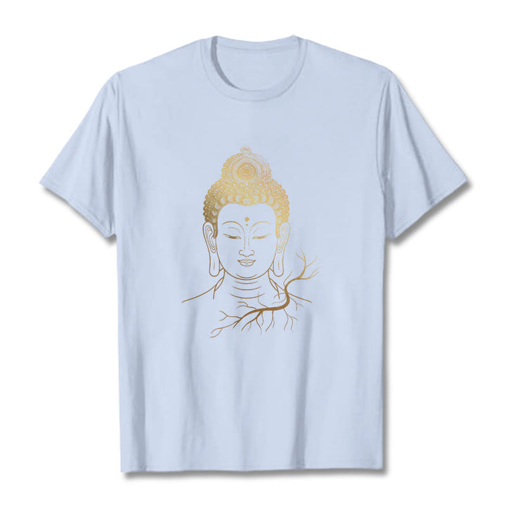 Buddha Stones ​​Goldene Meditation Buddha Kopf T-shirt - Hellcyan - 2XL - image 18