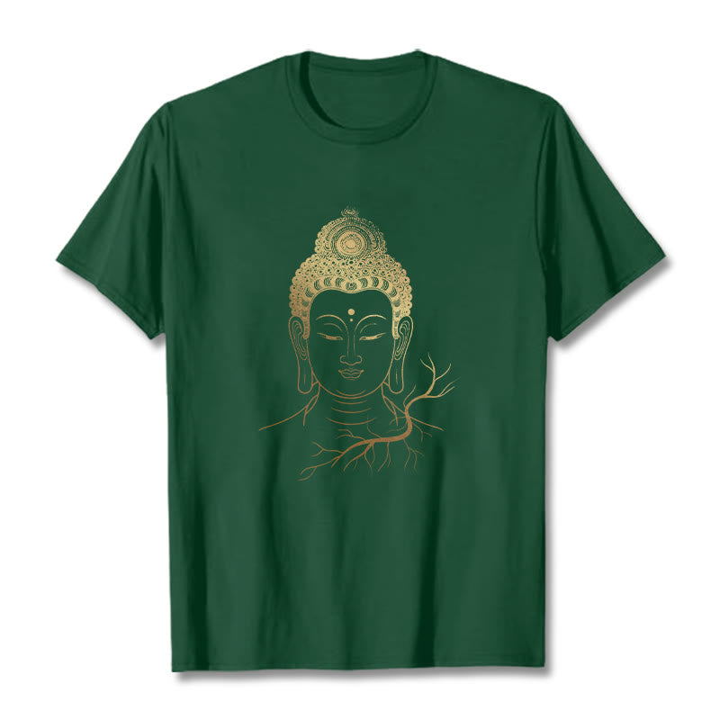Buddha Stones ​​Goldene Meditation Buddha Kopf T-shirt - WaldGrün - 2XL - image 11