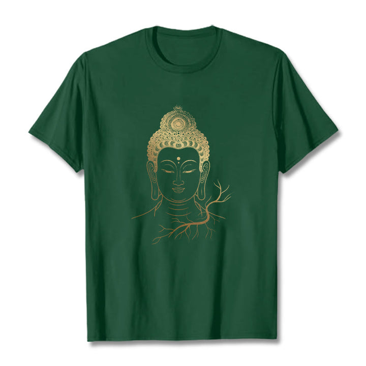 Buddha Stones ​​Goldene Meditation Buddha Kopf T-shirt - WaldGrün - 2XL - image 11