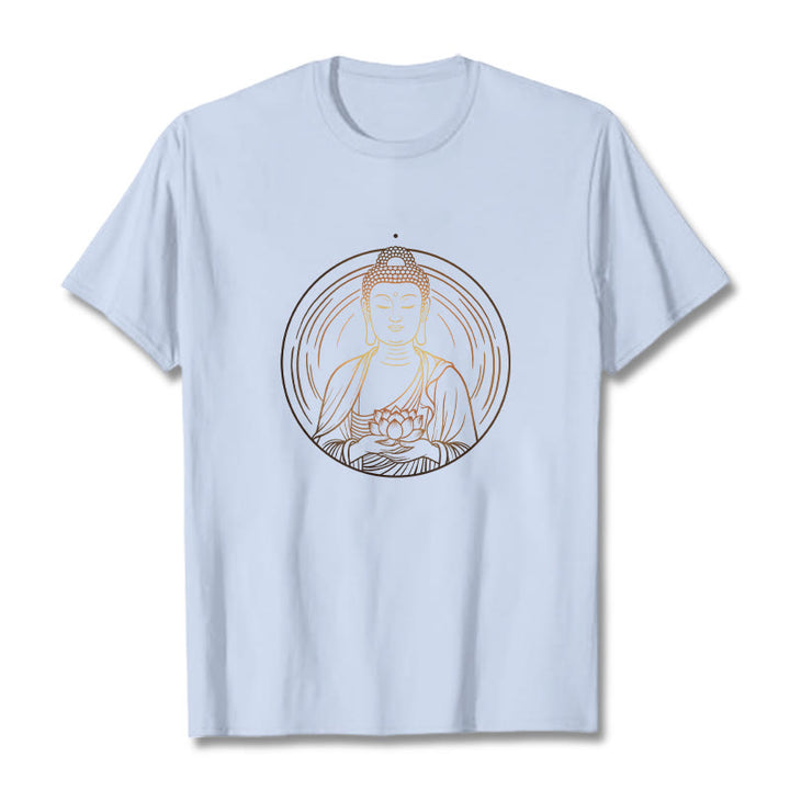 Buddha Stones ​​Goldener Buddha Hält EINE Lotus Blume T T-shirt - Hellcyan - 2XL - image 18