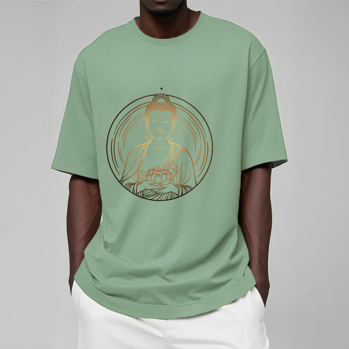 Buddha Stones ​​Goldener Buddha Hält EINE Lotus Blume T T-shirt - image 15