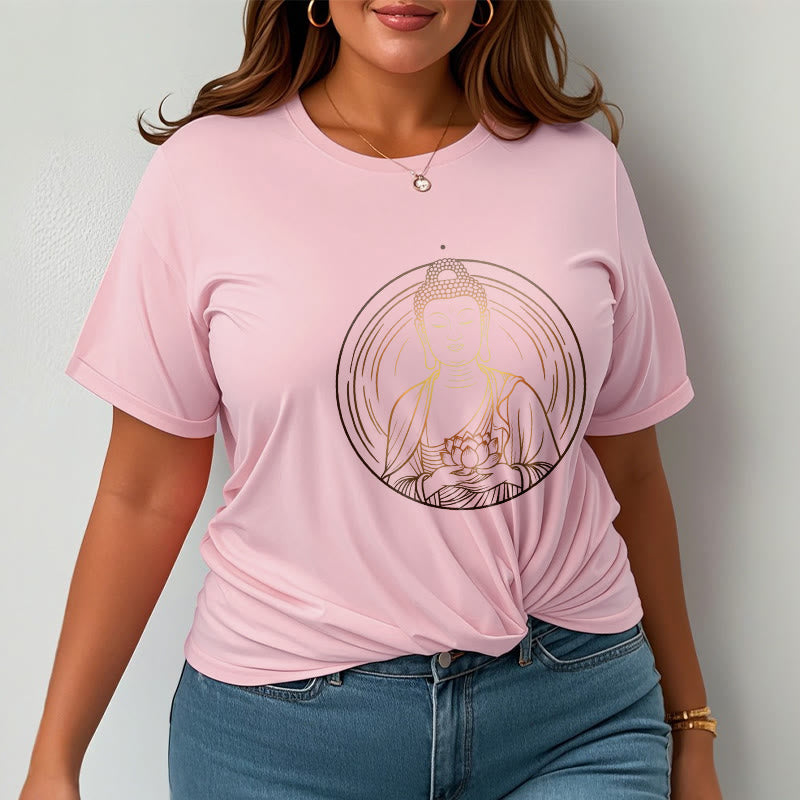 Buddha Stones ​​Goldener Buddha Hält EINE Lotus Blume T T-shirt - image 13