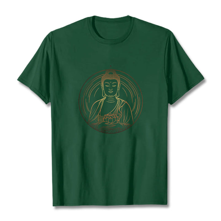 Buddha Stones ​​Goldener Buddha Hält EINE Lotus Blume T T-shirt - WaldGrün - 2XL - image 11