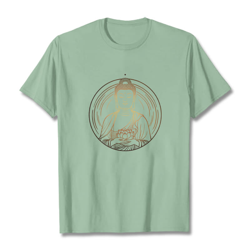 Buddha Stones ​​Goldener Buddha Hält EINE Lotus Blume T T-shirt - Blassgrün - 2XL - image 15
