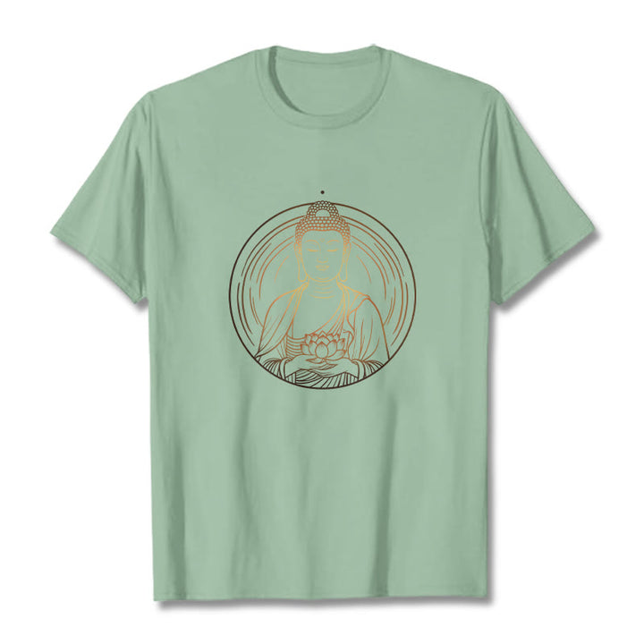 Buddha Stones ​​Goldener Buddha Hält EINE Lotus Blume T T-shirt - Blassgrün - 2XL - image 15