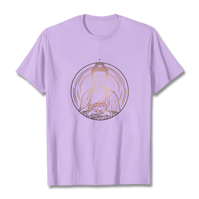 Buddha Stones ​​Goldener Buddha Hält EINE Lotus Blume T T-shirt - Pflaume - 2XL - image 17