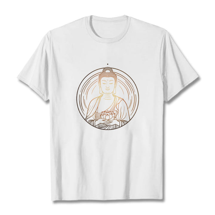 Buddha Stones ​​Goldener Buddha Hält EINE Lotus Blume T T-shirt - Weiß - 2XL - image 5