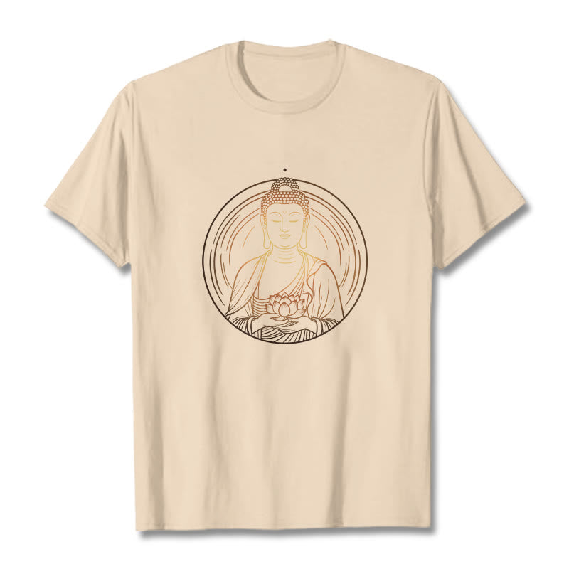 Buddha Stones ​​Goldener Buddha Hält EINE Lotus Blume T T-shirt - Bisque - 2XL - image 9