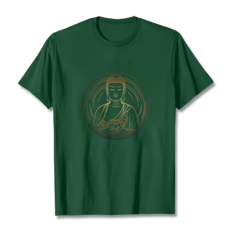Buddha Stones ​​Goldener Buddha Hält EINE Lotus Blume T T-shirt - Waldgrün - 2XL - image 10