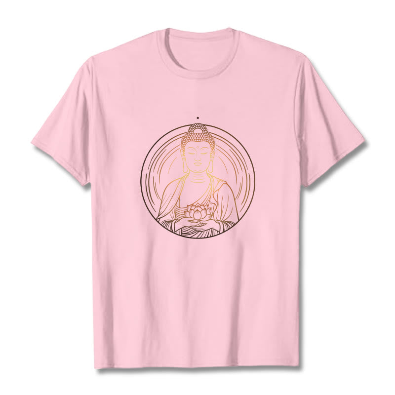 Buddha Stones ​​Goldener Buddha Hält EINE Lotus Blume T T-shirt - Hellrosa - 2XL - image 12