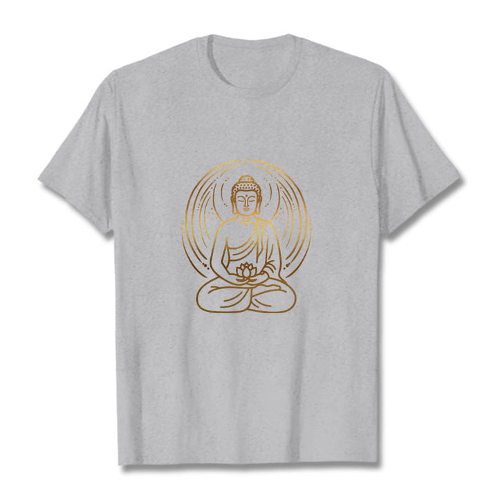 Buddha Stones ​​Goldene Meditation Buddha Halo Hält EINE Lotus Blume T T-shirt - Hellgrau - 2XL - image 20